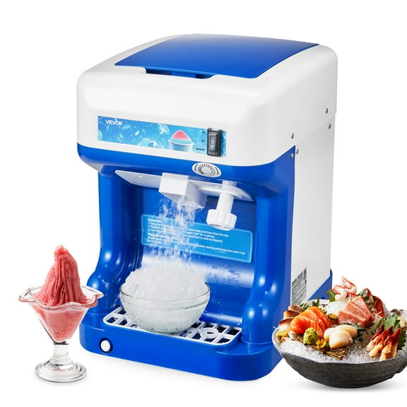 VEVOR Commercial Ice Shaver Crusher,286lbs Per Hour Electric Snow Cone Maker with 2L Ice Cube Box,250W 1500RPM Tabletop Shaved Ice Machine for Parties Events Snack Bar,Home and Commercial Use (Blue)