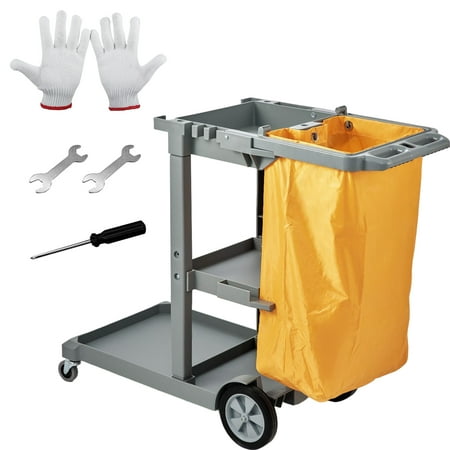 VEVOR Commercial Janitorial Trolley Cleaning Cart with PVC Bag for Housekeeping Office
