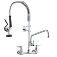 thumbnail image 1 of VEVOR Commercial Kitchen Faucet, 25-Inch Height, Wall Mount with 12-Inch Swing Spout, 8-Inch Center, Brass Construction, Pre-Rinse Sprayer and Pull Down Spray, Suitable for 1/2/3 Compartment Sinks, 1 of 11