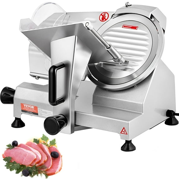 VEVOR Commercial Meat Slicer, 200W Electric Deli Food Slicer, 350-400RPM Meat Slicer with 8" Carbon Steel Blade, 0 - 0.47 inch Adjustable Thickness