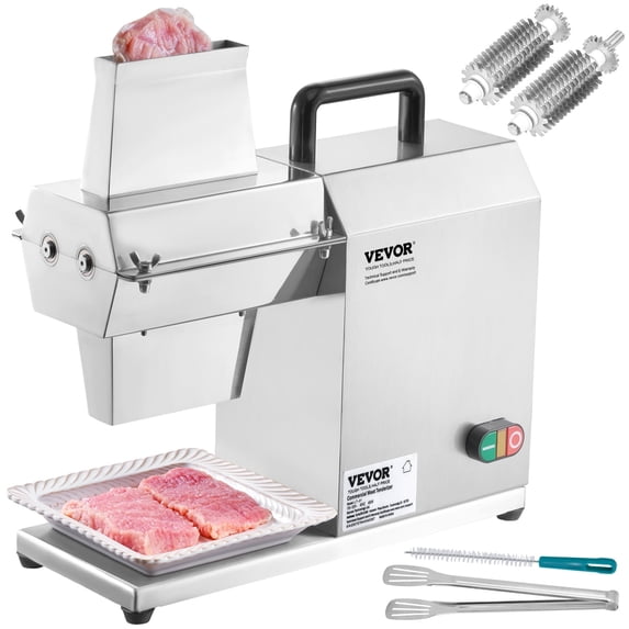 VEVOR Commercial Meat Tenderizer, Heavy Duty Stainless Steel Kitchen Tool with Handle, Meat Tong, and Cleaning Brush, 450W Electric Meat Tenderizer Machine for Beef, Turkey, Chicken, Pork