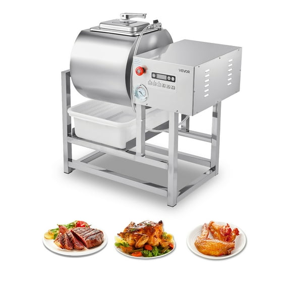 VEVOR Commercial Meat Tumbler Marinator, 40L Vacuum Tumbler Marinating Machine with Bidirectional Rotation and 3-Speed, Stainless Steel Vacuum Curing Machine for Chicken Pork Fish, Steak House
