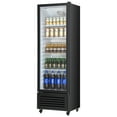 thumbnail image 1 of VEVOR Commercial Merchandiser Refrigerator, 11.47 CU.FT Glass Door Display Refrigerator, Upright Beverage Refrigerator Cooler Merchandiser with 4 Adjustable Shelves, Casters, Soft LED Light, Black, 1 of 9