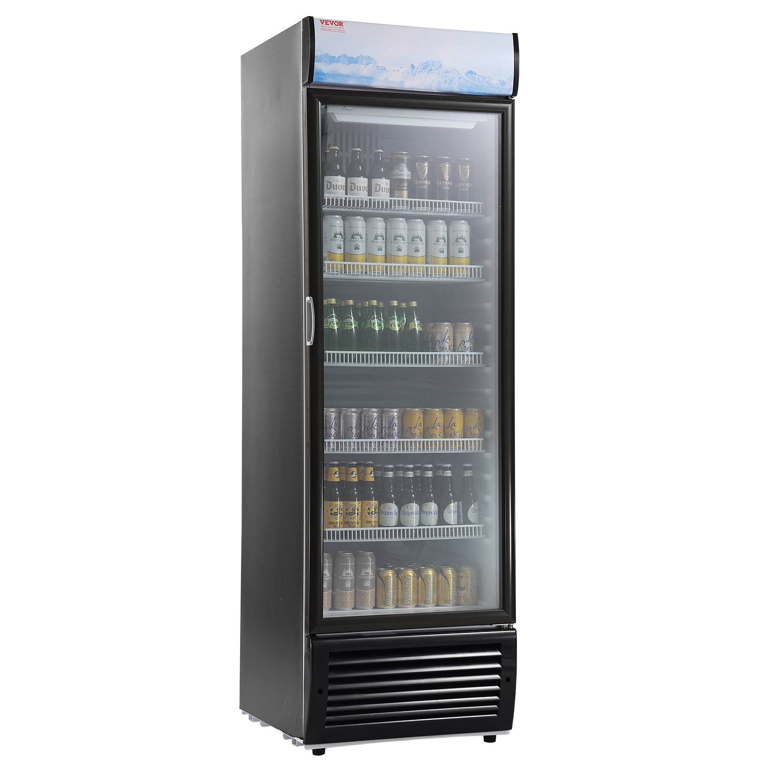 VEVOR Commercial Merchandiser Refrigerator,14.8 Cu.Ft / 420L Beverage Refrigerator Cooler Merchandiser,Glass Door Display Refrigerator Upright Fridge with 5 Adjustable Shelves,Customizable Lightbox