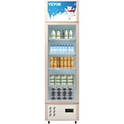 VEVOR Commercial Merchandiser Refrigerator, Single Glass Door, 10.5 Cubic Ft, Upright Display Beverage Cooler, 77" Tall x 22" Width, Fridge with LED Lighting for Drink Wine Soda, Golden