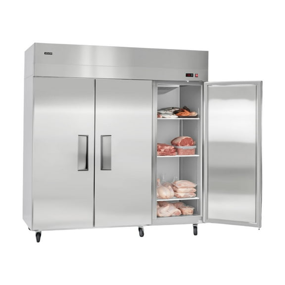 VEVOR Commercial Reach-In Freezer 72" W, 52 Cu.Ft Stainless Steel Upright Freezer with Three Doors, Auto-Defrost, 9 Adjustable Shelves, -11 to 14 Temp Control, UL Certified