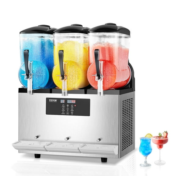 VEVOR Commercial Slushy Machine, 12Lx3 Triple Tank Frozen Drink Machine, 144 Cups Stainless Steel Margarita Smoothie Frozen Drink Maker, Slushie Maker