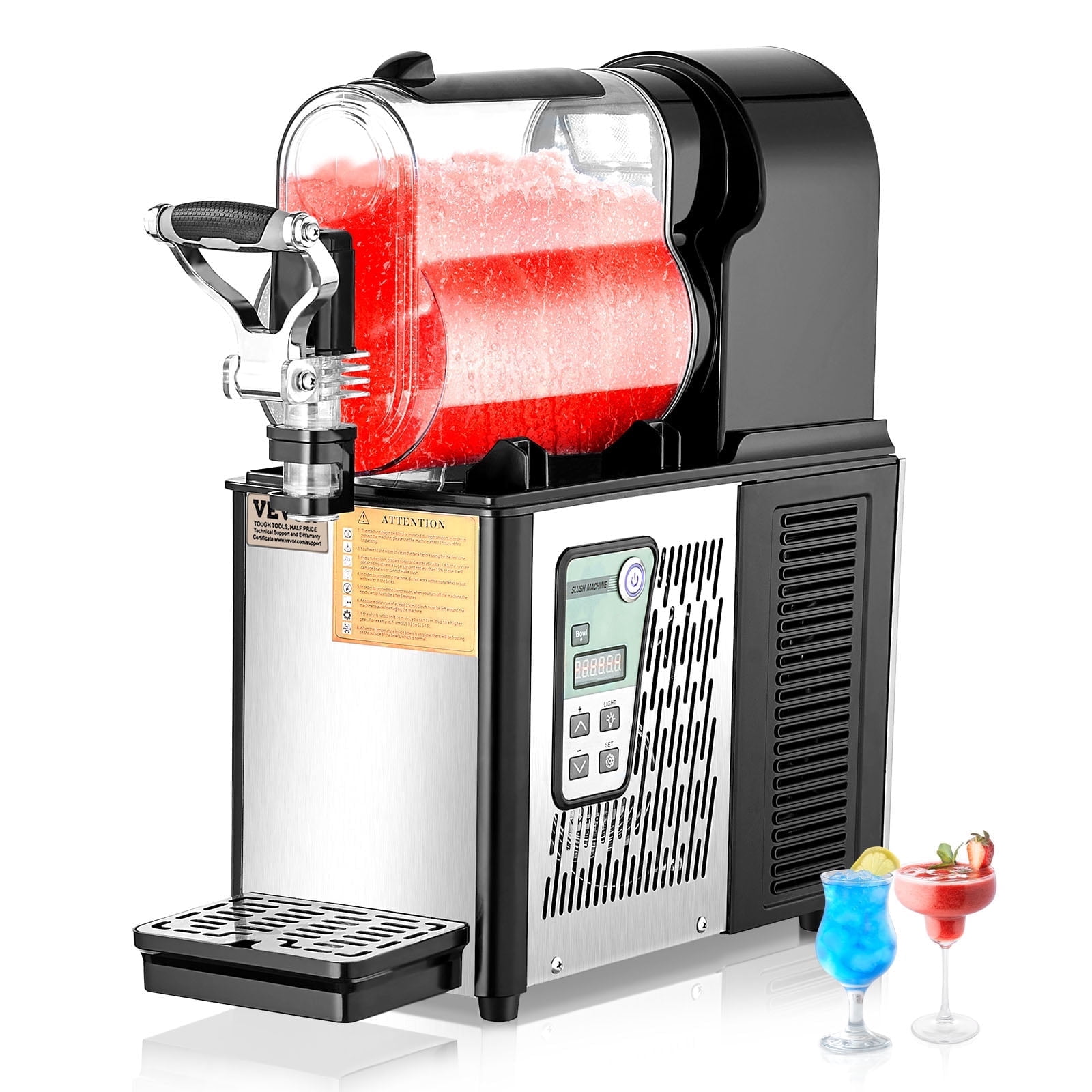 VEVOR Commercial Slushy Machine, 3L Single Tank Frozen Drink Machine, 12 Cups Stainless Steel Margarita Smoothie Frozen Drink Maker, Slushie Maker