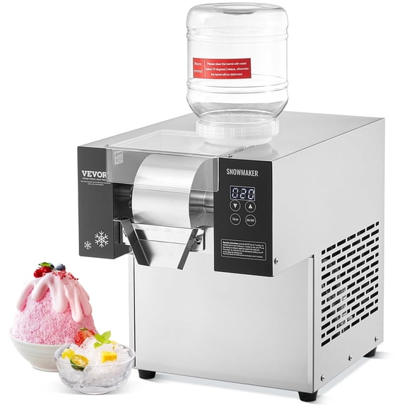 VEVOR Commercial Snowflake Ice Machine, 375LBS/24H Snowflake Ice Maker, Stainless Steel Ice Shaver Machine, Electric Snow Cone Maker, Air Cooling System for Rapid Heat Dissipation, for Bakery, Cafe