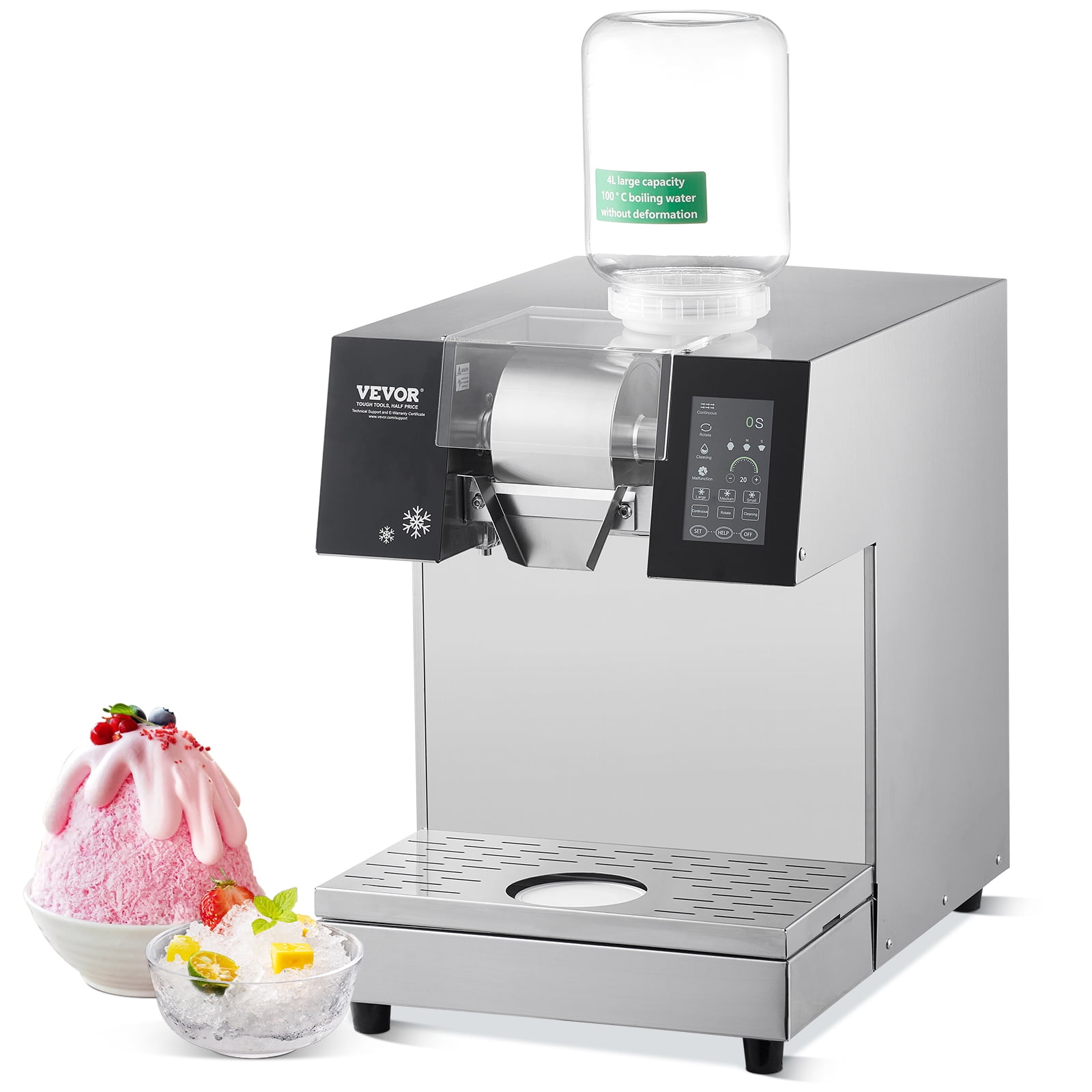 VEVOR Commercial Snowflake Ice Machine, 529.1LBS/24H Snowflake Ice Maker, Stainless Steel Ice Shaver Machine, Electric Snow Cone Maker, Liquid Cooling System for Rapid Heat Dissipation, Ice Cream