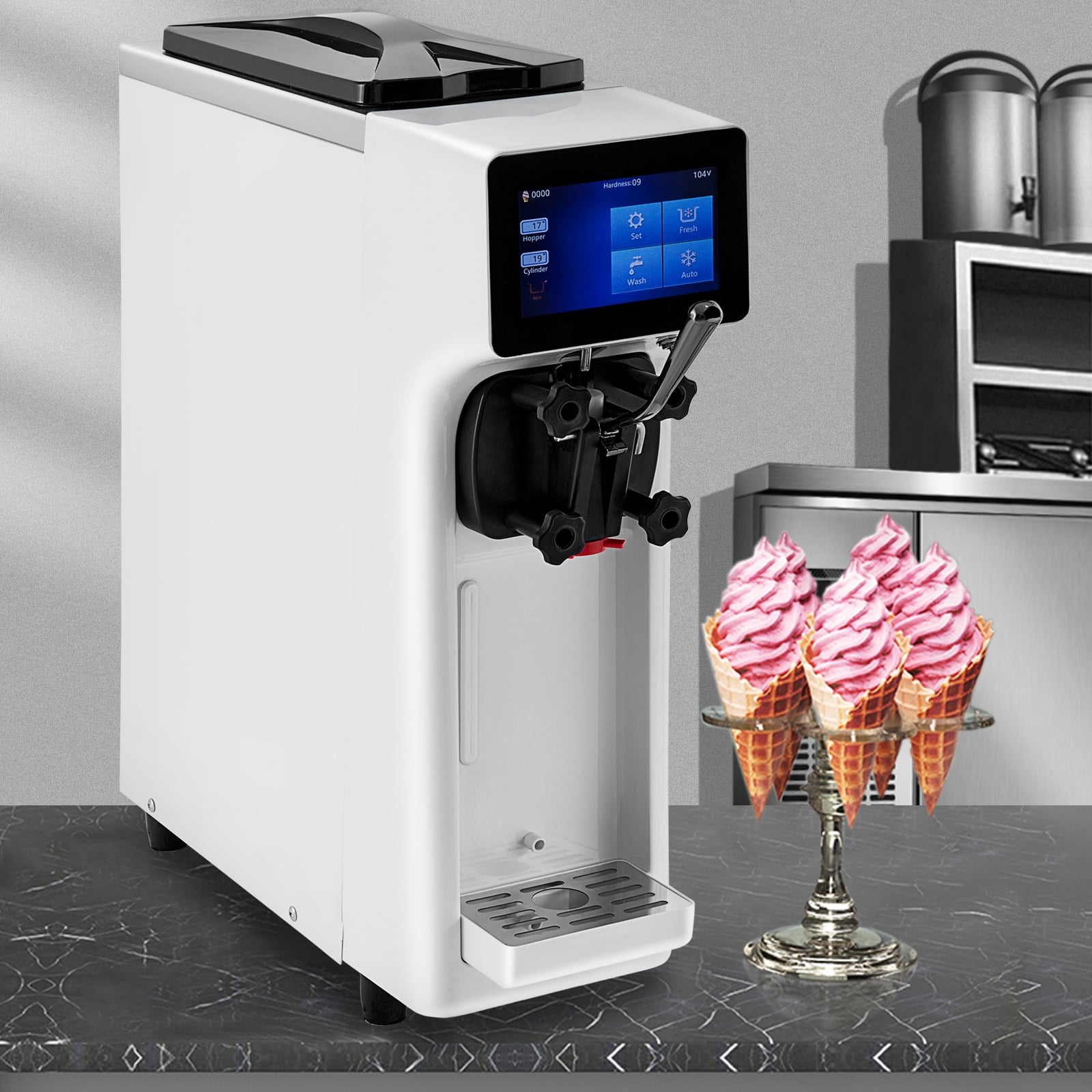 VEVOR Commercial Soft Ice Cream Machine 3 Flavors Ice Cream Machine 2.6 5.3 Gal 10 20 L H Gelato Machine Commercial 1000W Countertop Commercial