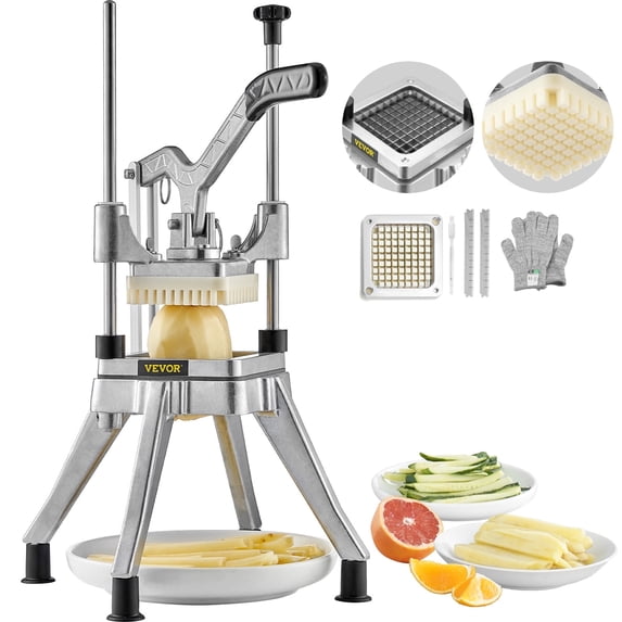 VEVOR Commercial Vegetable Fruit Chopper 3/8″ Blade Heavy Duty Professional Food Dicer Kattex French Fry Cutter Onion Slicer Stainless Steel for Tomato Peppers