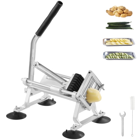 VEVOR Commercial Vegetable Slicer, 3/8 inch Fruit Slicer, Stainless Steel and Aluminum Alloy Vegetable Cutter Slicer Machine, Manual Slicer with Non-slip Feet, for Radishes, Onions, Potatoes