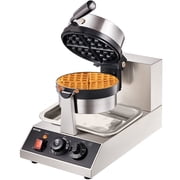 VEVOR Commercial Waffle Maker, 1 Piece per Batch, 1300W Round Waffle Iron, Non-Stick Waffle Baker Machine with 122-572  / 50-300  Temp Range Teflon-Coated Baking Pans Stainless Steel Body, 120V