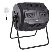 VEVOR Compost Bin, 43-Gal Dual Chamber Composting Tumbler, Large Tumbling Rotating Composter with 2 Sliding Doors and Steel Frame, BPA Free Composter Bin Tumble