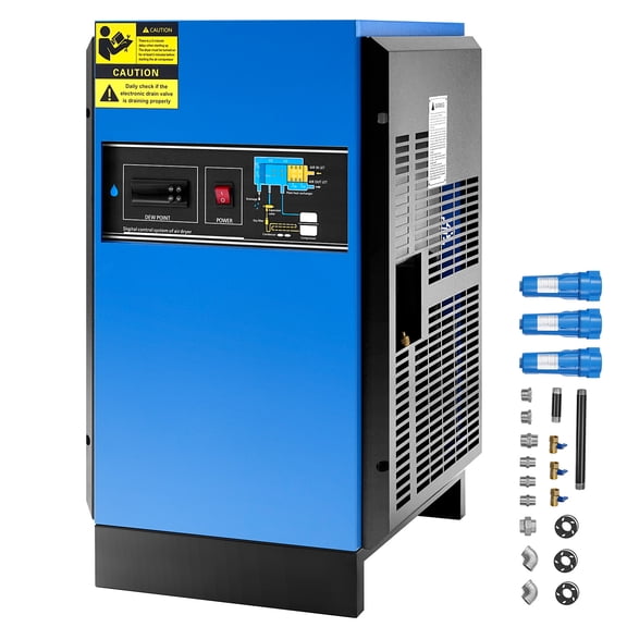 VEVOR Compressed Air Dryer, 125CFM Refrigerated Air Dryer,110-120V Industrial Refrigerated Air-Drying System for 20HP,25HP & 30HP Compressors - with Color Screen Control Panel and Automatic Drainage