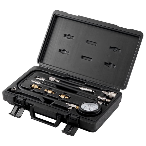 VEVOR Compression Tester Adapter Kit, 9 Pcs Automotive Engine Cylinder Leak Down Compression Test, Accurate Dual Scale Pressure Gauge 0-300 psi, with Long Reach Hoses and Case for Engine Cylinders