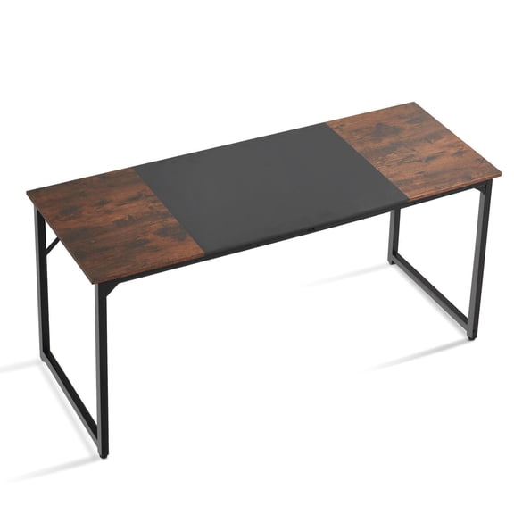 VEVOR Computer Desk, 63 Inch Office Gaming Desk for Home Office, Writing Study Work Modern Simple Table with Metal Frame for Large Legroom, Rustic Bro