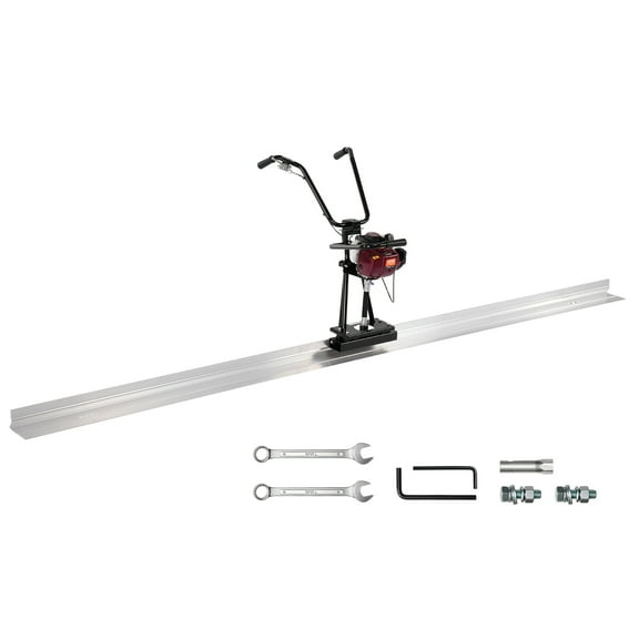 VEVOR Concrete Power Screed, 4 ft Aluminum Board Straight Edge Bar Set, 4 Stroke Cement Finishing Vibrating Motor with Height Adjustable Handles, High Efficient Concrete Tool 6500RPM