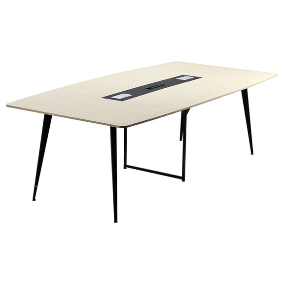 VEVOR Conference Table, 8 ft Boat Shaped Office Meeting Table with Charge Station for 10 Person, Modern Boat Seminar Meeting Desk with Metal Legs for Office, Boardroom, Conference Room, Easy Assembly