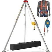 VEVOR Confined Space Tripod Kit, Confined Space Tripod 7' Legs and 98' Cable, Confined Space Rescue Tripod 32.8' Fall Protection, 1200 lbs Winch, Harness, Storage Bag