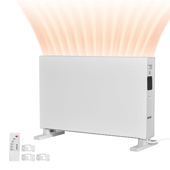 VEVOR Convection Panel Heater, 1500W Electric Panel Space Heater with Remote & Touch Control, 3 Modes,24H Timer, Stand or Wall Mount Design with Anti-Tipping & Overheat Protection for Home and Office