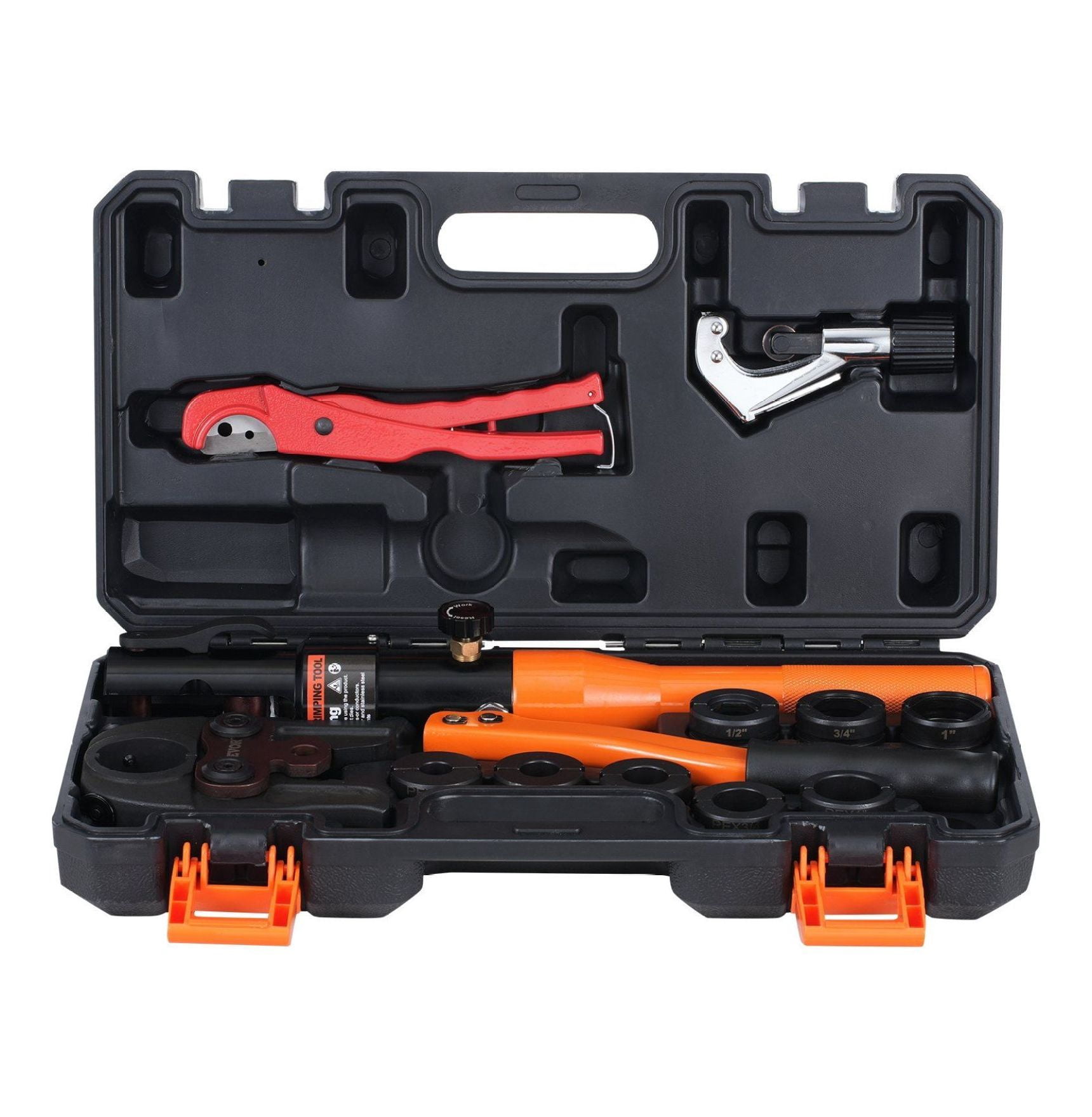 Hydraulic Copper Pipe Crimping Tool Kit With 1/2", 3/4", 1" Jaws - For Viega ProPress & Narrow Spaces