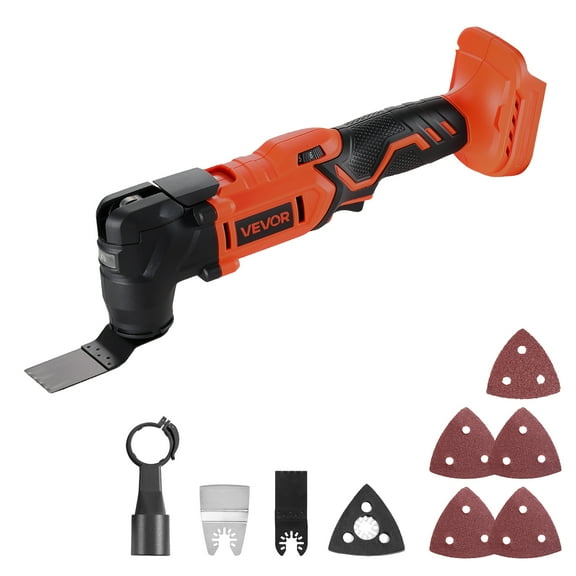 VEVOR Cordless Oscillating Tool, 20V Multitool Oscillating Tool with 6 Variable Speeds 8500 - 17000 OPM, 3.2° Oscillating Angle, 8PCS Saw Accessories & LED Work Light (Battery Pack Not Included)