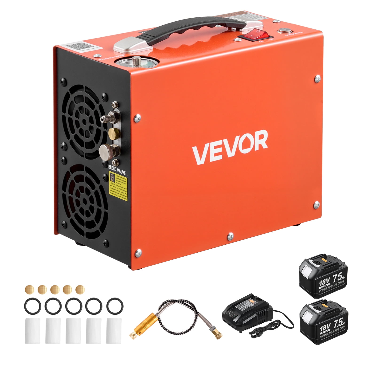 Pcp Portable Compressor VEVOR Cordless PCP Air Compressor 4500PSI/30 MPa with Dual 18V 7.5AH ...