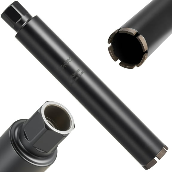 VEVOR Core Drill Bit, 2-1/2 inch Diameter, 14 inch Drilling Depth, 1-1/4 in-7 Internal Thread, High-Precision Welding Technology, Wet Diamond Core Bit for Reinforced Concrete, Bricks, and Masonry