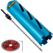 VEVOR Core Drill Bit, 3" / 76.2 mm Diameter 5/8"-11 Threaded, 9.5" / 241.3mm Depth Diamond Dry Coring Bore Tool with a Pilot Bit & 4.5" Blade, Masonry Hole Saw Bits for Hard Concrete Brick and Block
