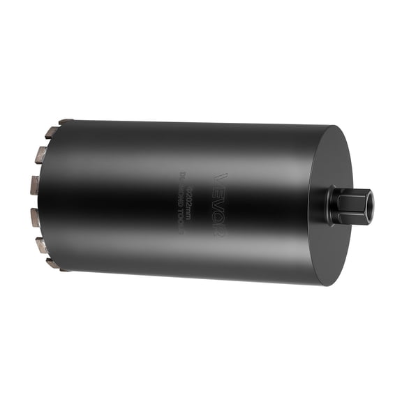 VEVOR Core Drill Bit, 8 inch Diameter, 14 inch Drilling Depth, 1-1/4 in-7 Internal Thread, High-Precision Welding Technology, Wet Diamond Core Bit for Reinforced Concrete, Red Bricks, and Masonry