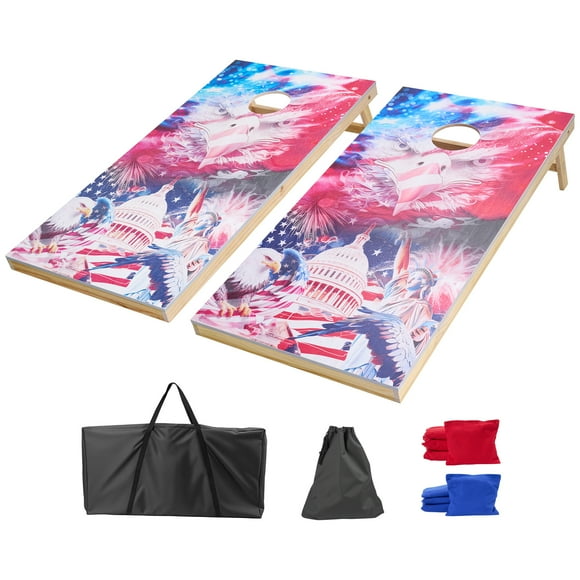 VEVOR Cornhole Set, 4x2 ft Corn Hole Game Boards, Solid Wood Portable Toss Board, Indoor and Outdoor Cornhole Play for Adults, Include 8 Bean Bags and Carrying Case,for Yard,Backyard,Beach,Camping