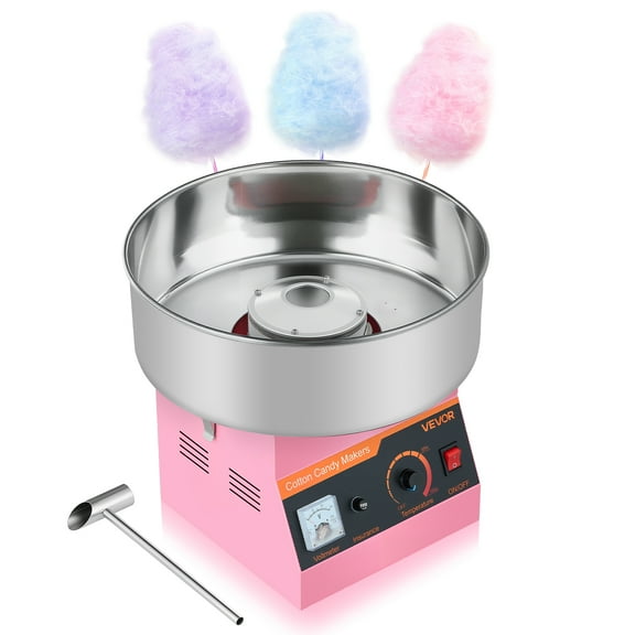 VEVOR Cotton Candy Machine Commercial, 1000W Electric Candy Floss Maker, Easy Use with 15 inch Stainless Steel Bowl and Sugar Scoop, Makes Hard Candy for Home Kids Birthday, Family Party, Pink