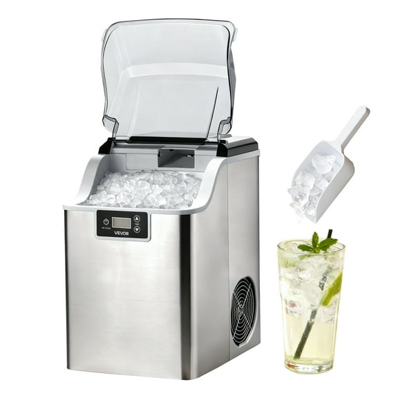 VEVOR Countertop Ice Maker, 44 lbs per Day, Self-Cleaning Portable Machine with Scoop, 4 lbs Ice-Storage Basket, Nugget Ice-Making Machine with Chewable Ices for Home, Kitchen, Office, Bar & Party