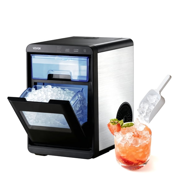 VEVOR Countertop Ice Maker, 44 lbs per Day, Self-Cleaning Portable Machine with Scoop, Drawer-Style Ice Access, Nugget Ice-Making Machine with Chewable Ices for Home, Kitchen, Office, Bar & Party