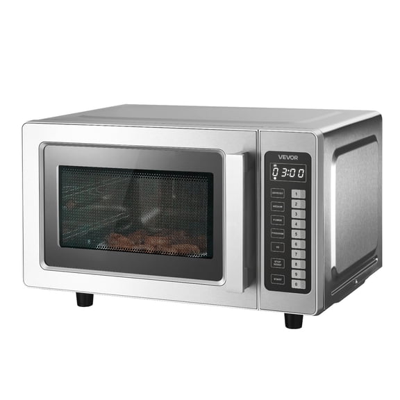 VEVOR Countertop Microwave Oven, 0.9 Cu Ft,1000W Digital Stainless Steel Microwave Oven with Touchscreen,10 Cooking Presets,5 Power Levels,Multi-Lock Door & Easy Clean Interior for Commercial Use
