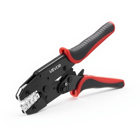 VEVOR Crimping Tool, 24-10 AWG Ratcheting Wire Crimper Tool, Labor-Saving Electrical Terminal Crimp Pliers with Clear Metric & AWG Markings, Quick Release, Adjustable Pressure for Multiple Terminals