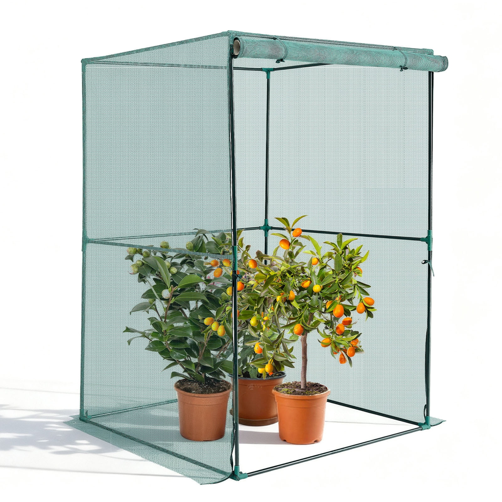 VEVOR Crop Cage, 3.9 x 3.9 x 5.9 ft Plant Protection Tent with Zippered Door, Wind-Resistant Tall Crop Cage, Easy to Install, Outdoor Raised Bed Cover, Tomato Plant Netting for Garden Patio Lawn
