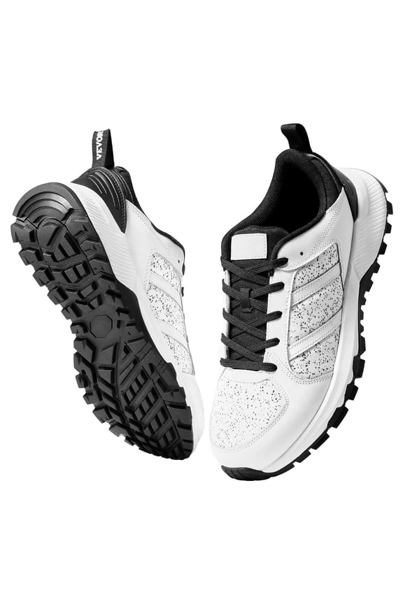 VEVOR Cross Training Shoes, M Width Sneakers US Size 8, Wide Toe Box Shoes with Arch Support & Adjustable Lace-up, Training Shoes for Running, Gymnastics, Dog Walking, and Weightlifting (Whi