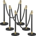 thumbnail image 1 of VEVOR Safety Stanchion, 6 Pieces Stanchion Set, 5 ft/1.5 m Black Velvet Rope, Black Crowd Control Barrier with Sturdy Concrete and Metal Base – Easy Connect Assembly, 1 of 9