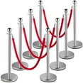 thumbnail image 1 of VEVOR VV-SS-SRR8QT Crowd Control Stanchion, Stanchion Set with 5 ft/1.5 m Red Velvet Rope, Silver Crowd Control Barrier w/Sturdy 8 Pieces, 1 of 9