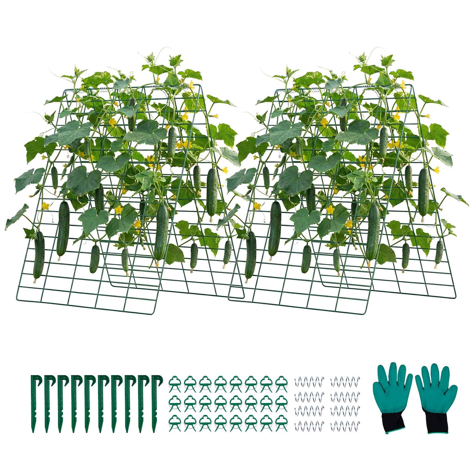 VEVOR Cucumber Trellis 4 Pack, A-Frame Garden Trellises for Raised Bed, Metal Rustproof Coating Plant Support for Vine, Climbing Plants, Peas, Beans, Zucchini, Tomato, Flower(35.43 x 27.56 in x 4PCS)