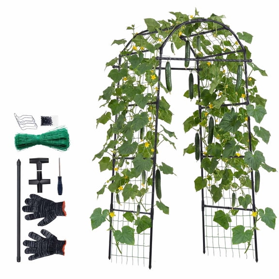 VEVOR Cucumber Trellis, U-Shape Garden Trellises for Raised Bed, Metal Arch Plant Support for Vine, Climbing Plants Outdoor, Peas, Beans, Zucchini, Tomato, Squash, Flower (32.01 x 31.5 x 80.71 in)