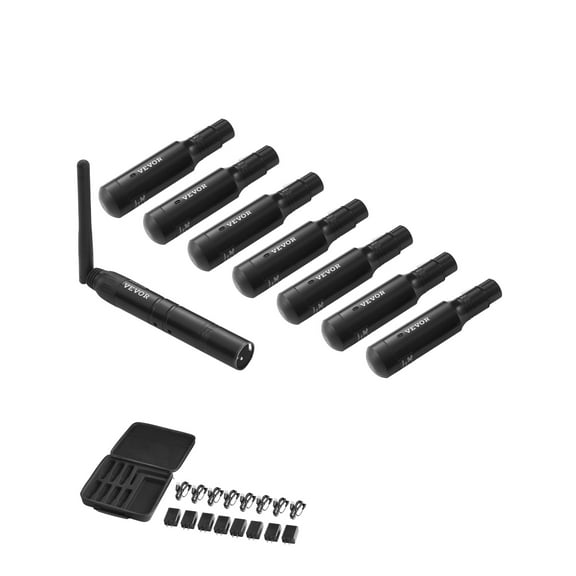 VEVOR DMX Wireless Receiver, 7 Receivers & 1 Transmitter, 2.4G ISM Band, 656 ft Transmission Range, Rechargeable Battery, Wireless Stage Lighting Control, for LED Stage Party DJ Bar Lighting, Black