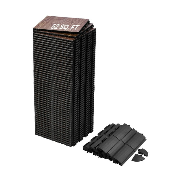 VEVOR Dance Floor Tiles, 12.4 x 12.4 in 52 Piece Interlocking Dance Flooring, Portable Dance Practice Floor with Cushioned Base (Oak Wood Grain, 52 sq. ft/Box )