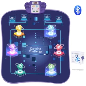 VEVOR Dance Mat, 6-Button Dance Mixer Rhythm Step Play Mat, Electronic Dance Pad with Wireless Bluetooth, LED Lights, 5 Game Modes, Adjustable Volume, Built-in Music, Toys Gifts for 3+ Year Old Girls