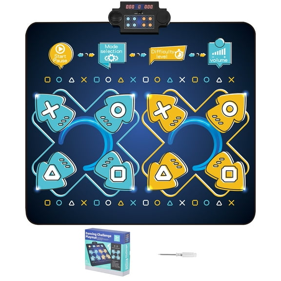 VEVOR Dance Mat, 8-Button Dance Mixer Rhythm Step Play Mat, Electronic Dance Pad with Single/Two Player Modes, Adjustable Volume, Built-in Music, 8 Challenge Levels, Toys Gifts for 3+ Year Old Girls