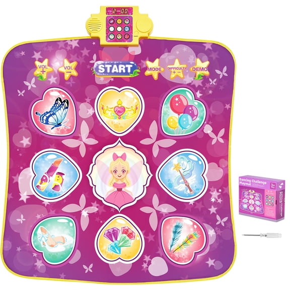 VEVOR Dance Mat, 9-Button Dance Mixer Rhythm Step Play Mat, Electronic Dance Pad with 3 Game Modes, Adjustable Volume, Built-in Music, 8 Challenge Levels, Birthday Toys Gifts for 3+ Year Old Girls