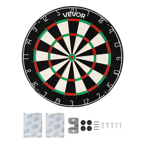 VEVOR Dart Board, High-Grade Self-Healing Sisal Fiber Dartboard with Staple-Free Bullseye, Blade Wire & Rotating Number Ring, 17.7" Professional Dartboard for Home Party Game Room